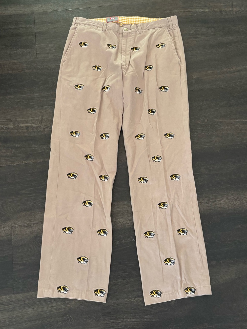 Pennington & Bailes Pants Men's Beige Khaki Mizzou Logo Embroidered Size 34